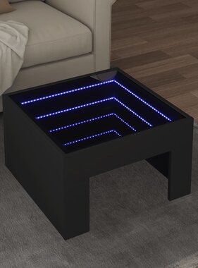 VidaXL Salontafel met Infinity LED 50x50x30 cm zwart