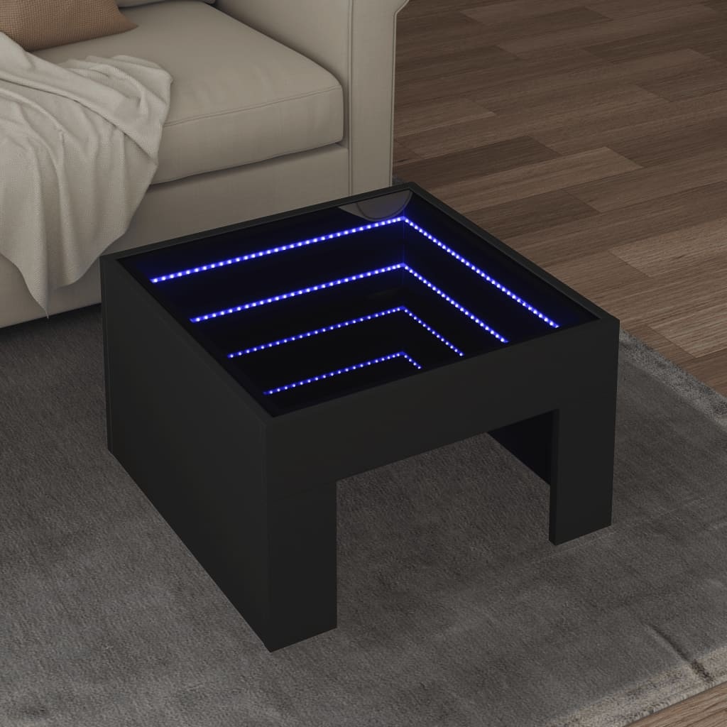 VidaXL Salontafel met Infinity LED 50x50x30 cm zwart