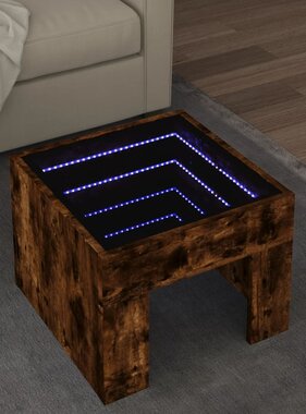 VidaXL Salontafel met Infinity LED 40x40x30 cm gerookt eikenkleurig