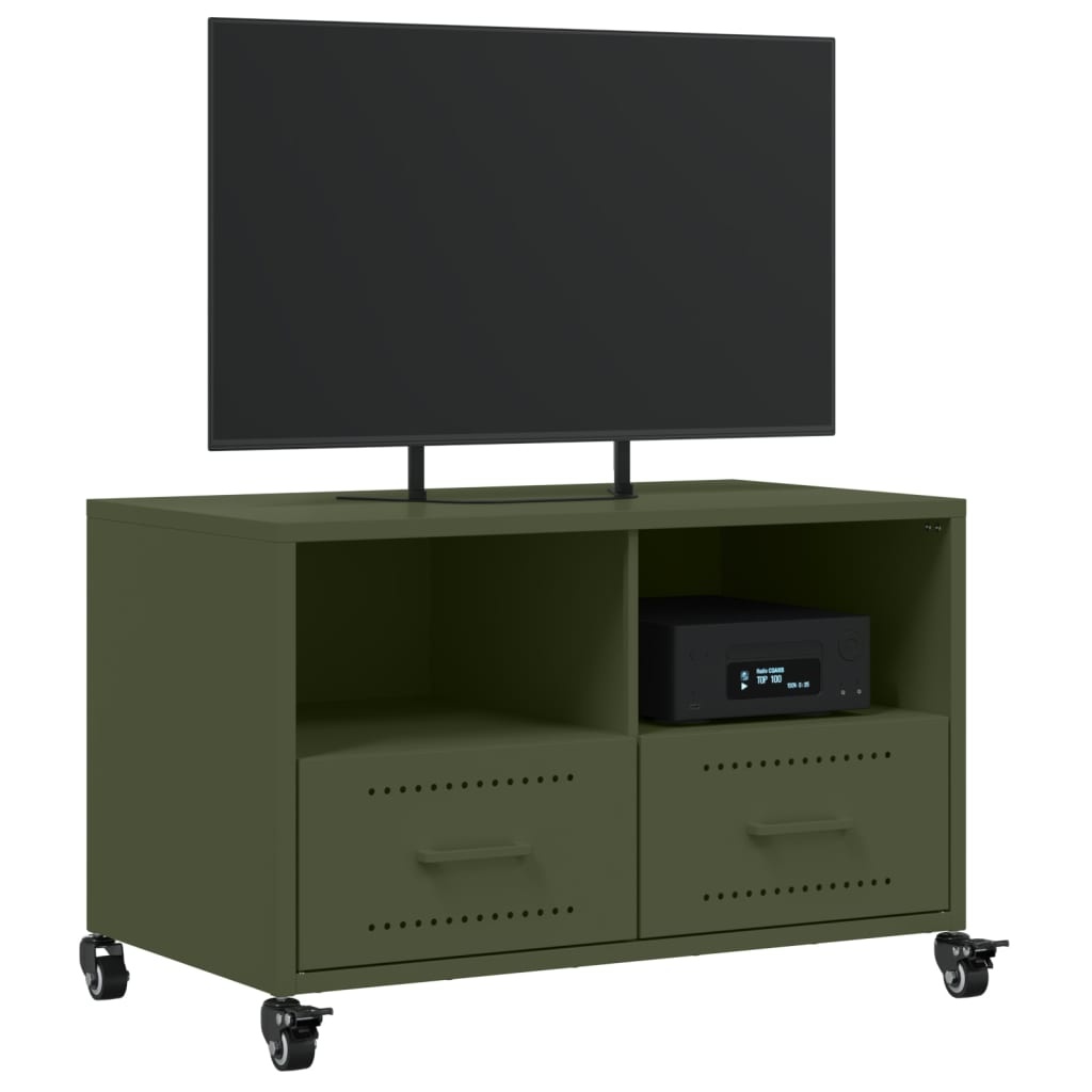 VidaXL Tv-meubel 68x39x43,5 cm staal olijfgroen