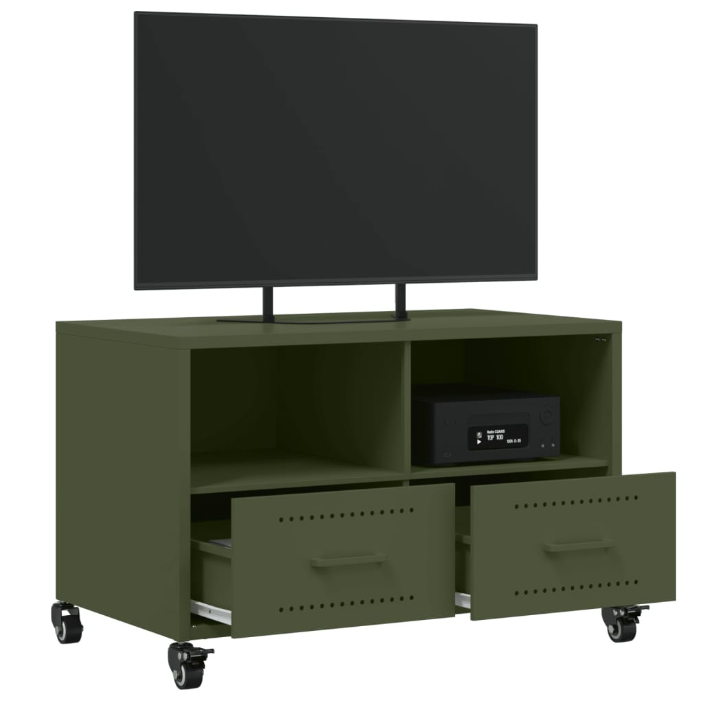 VidaXL Tv-meubel 68x39x43,5 cm staal olijfgroen