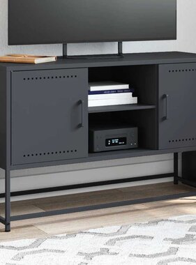VidaXL Tv-meubel 100,5x39x60,5 cm staal antracietkleurig