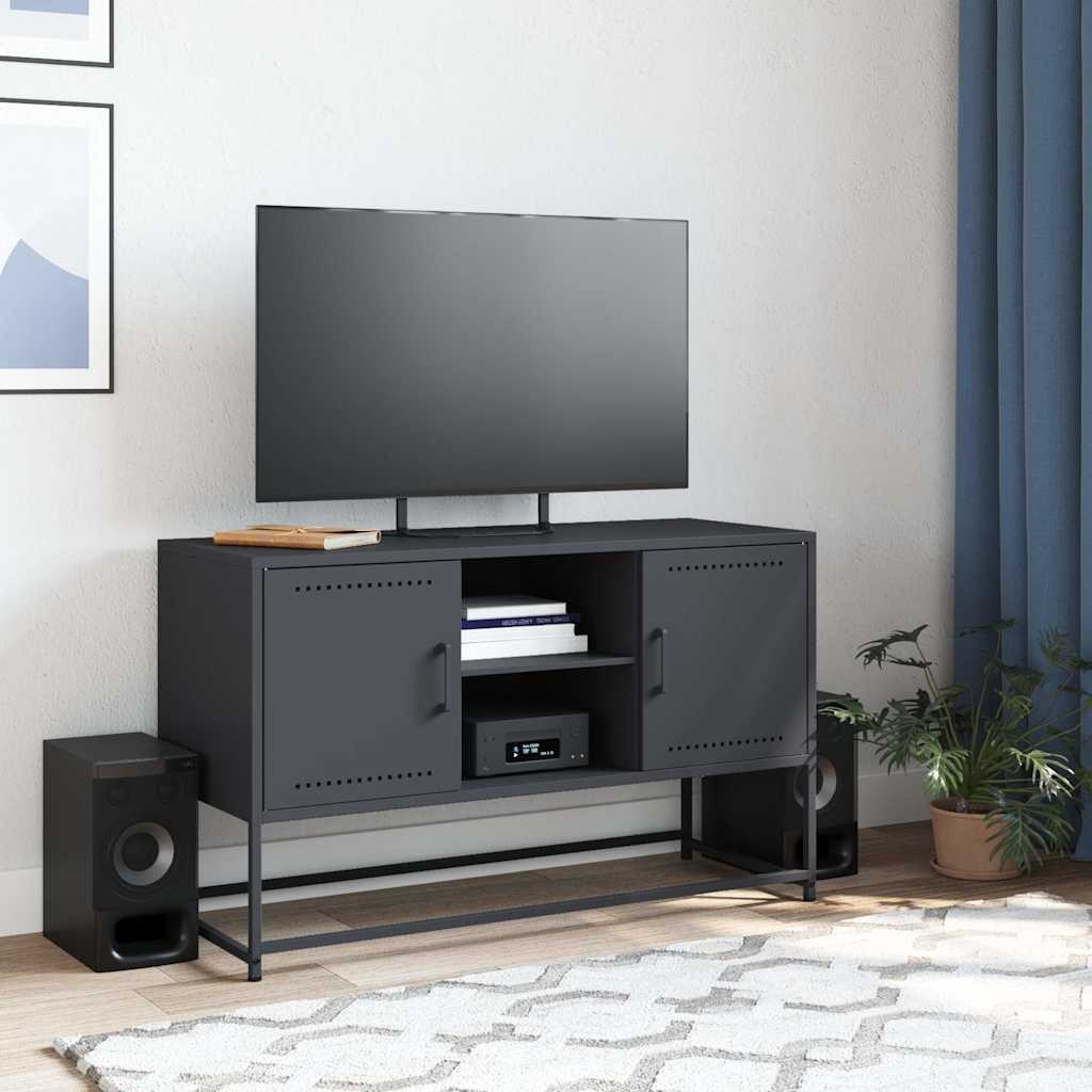 VidaXL Tv-meubel 100,5x39x60,5 cm staal antracietkleurig