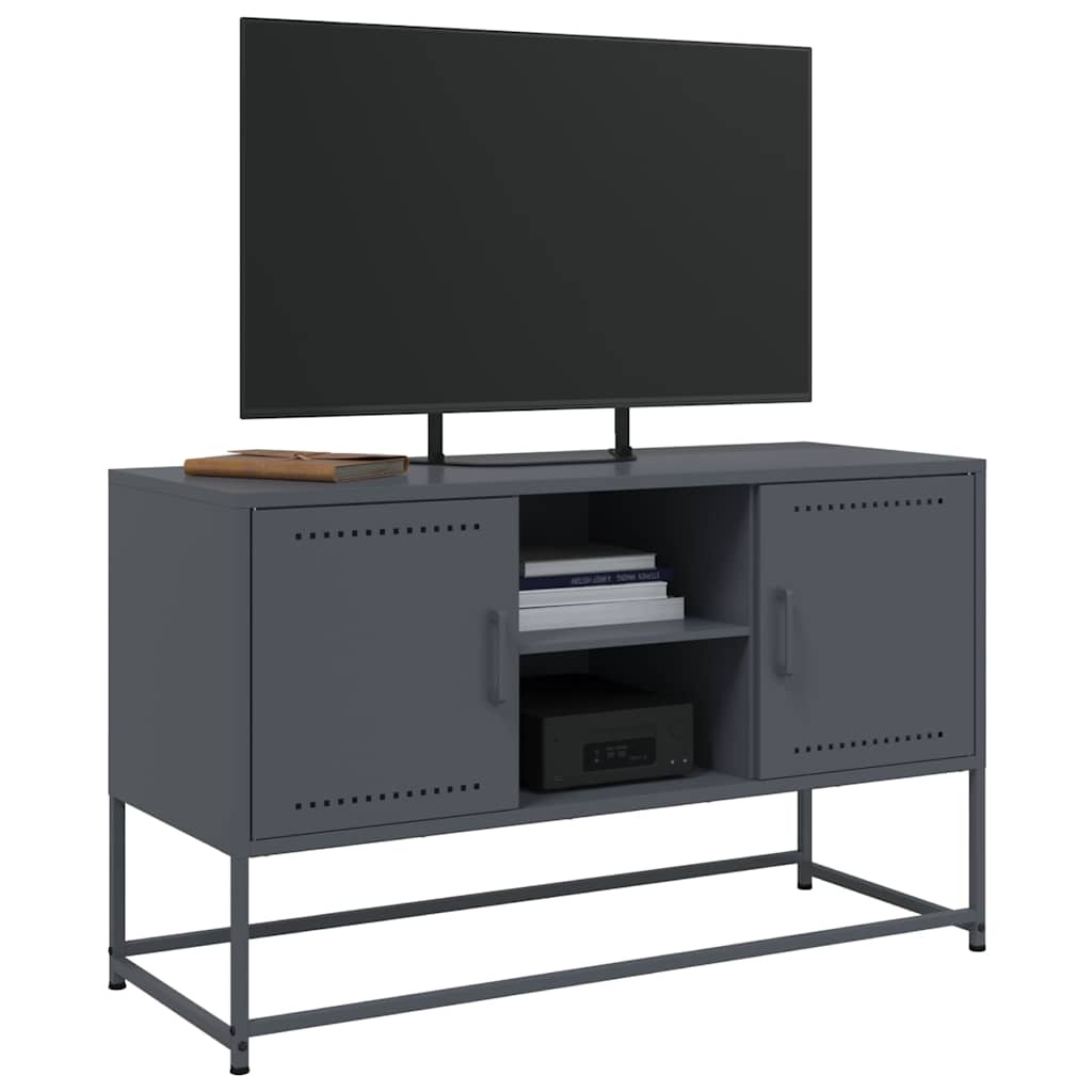 VidaXL Tv-meubel 100,5x39x60,5 cm staal antracietkleurig