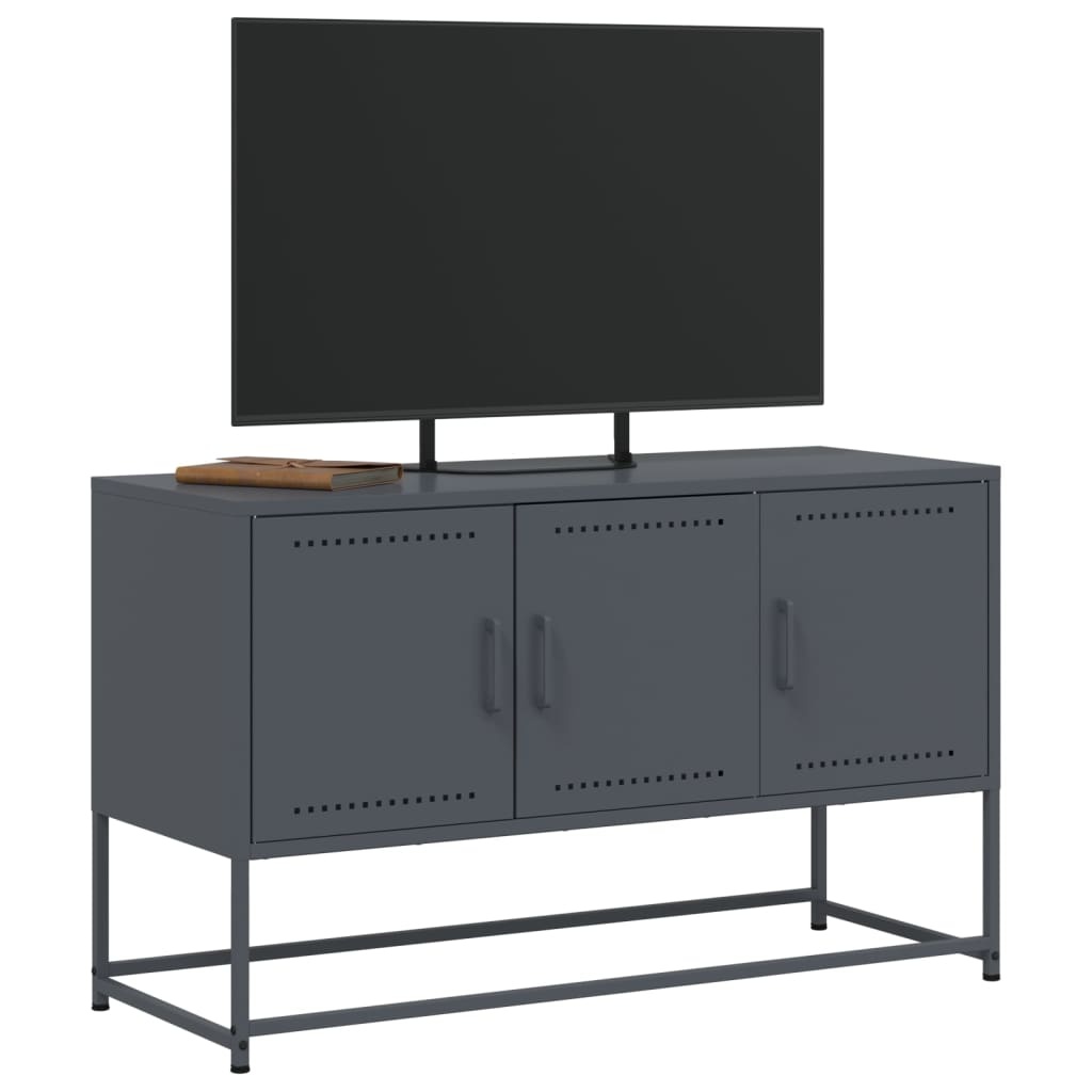 VidaXL Tv-meubel 100,5x39x60,5 cm staal antracietkleurig