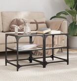 VidaXL Salontafels 2 st met zwart glazen blad 40x40x45 cm staal