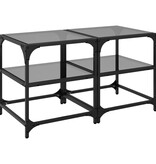 VidaXL Salontafels 2 st met zwart glazen blad 40x40x45 cm staal