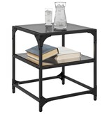 VidaXL Salontafels 2 st met zwart glazen blad 40x40x45 cm staal