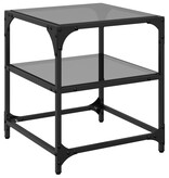 VidaXL Salontafels 2 st met zwart glazen blad 40x40x45 cm staal