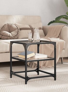 VidaXL Salontafel met transparant glazen blad 40x40x45 cm staal