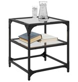 VidaXL Salontafel met transparant glazen blad 40x40x45 cm staal