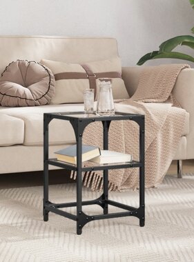 VidaXL Salontafel met transparant glazen blad 30x30x45 cm staal