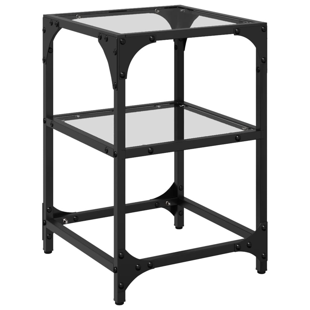 VidaXL Salontafel met transparant glazen blad 30x30x45 cm staal