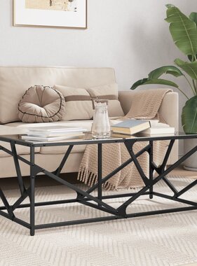 VidaXL Salontafel met zwart glazen blad 98,5x50x41 cm staal