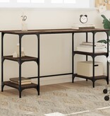 VidaXL Bureau 140x50x75 cm metaal en bewerkt hout bruin eikenkleur