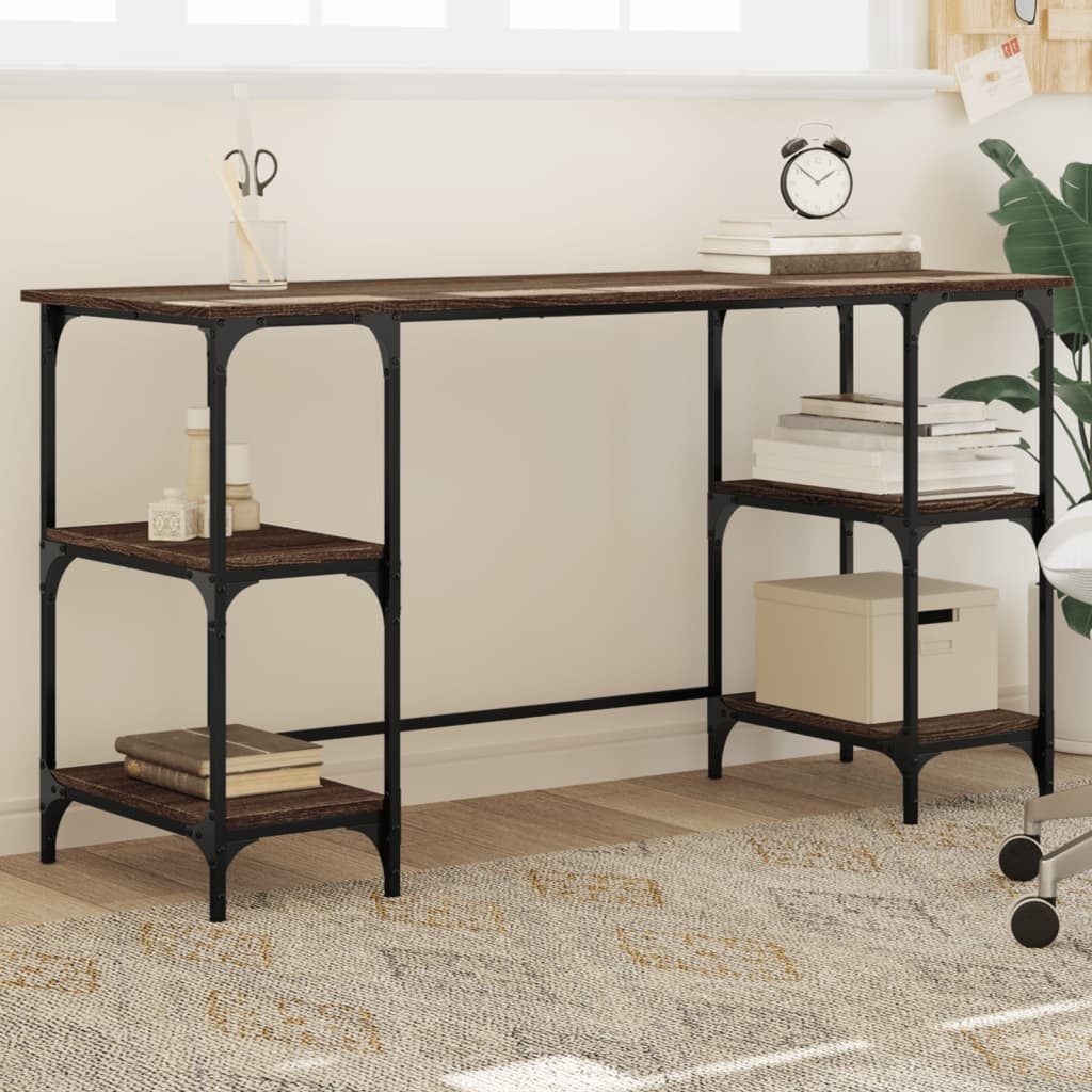 VidaXL Bureau 140x50x75 cm metaal en bewerkt hout bruin eikenkleur