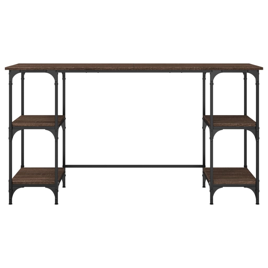 VidaXL Bureau 140x50x75 cm metaal en bewerkt hout bruin eikenkleur