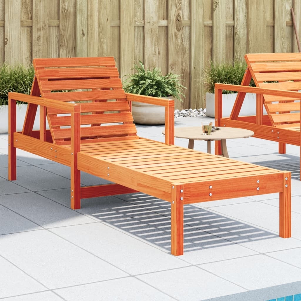 VidaXL Ligbed 199,5x62x55 cm massief grenenhout wasbruin