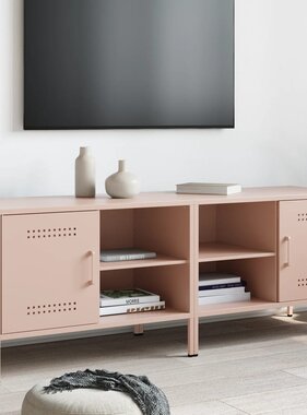 VidaXL Tv-meubelen 2 st 68x39x50,5 cm staal roze