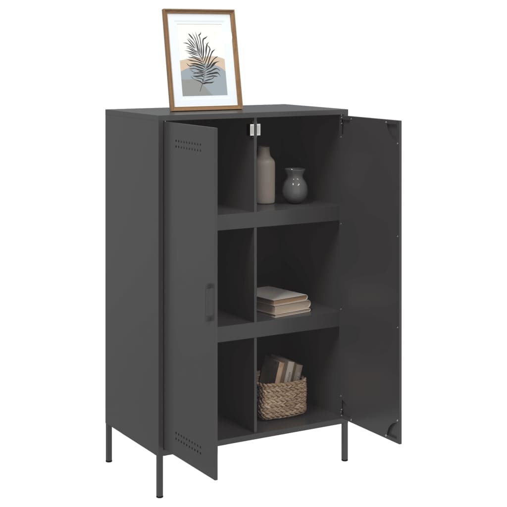VidaXL Hoge kast 68x39x113 cm staal zwart