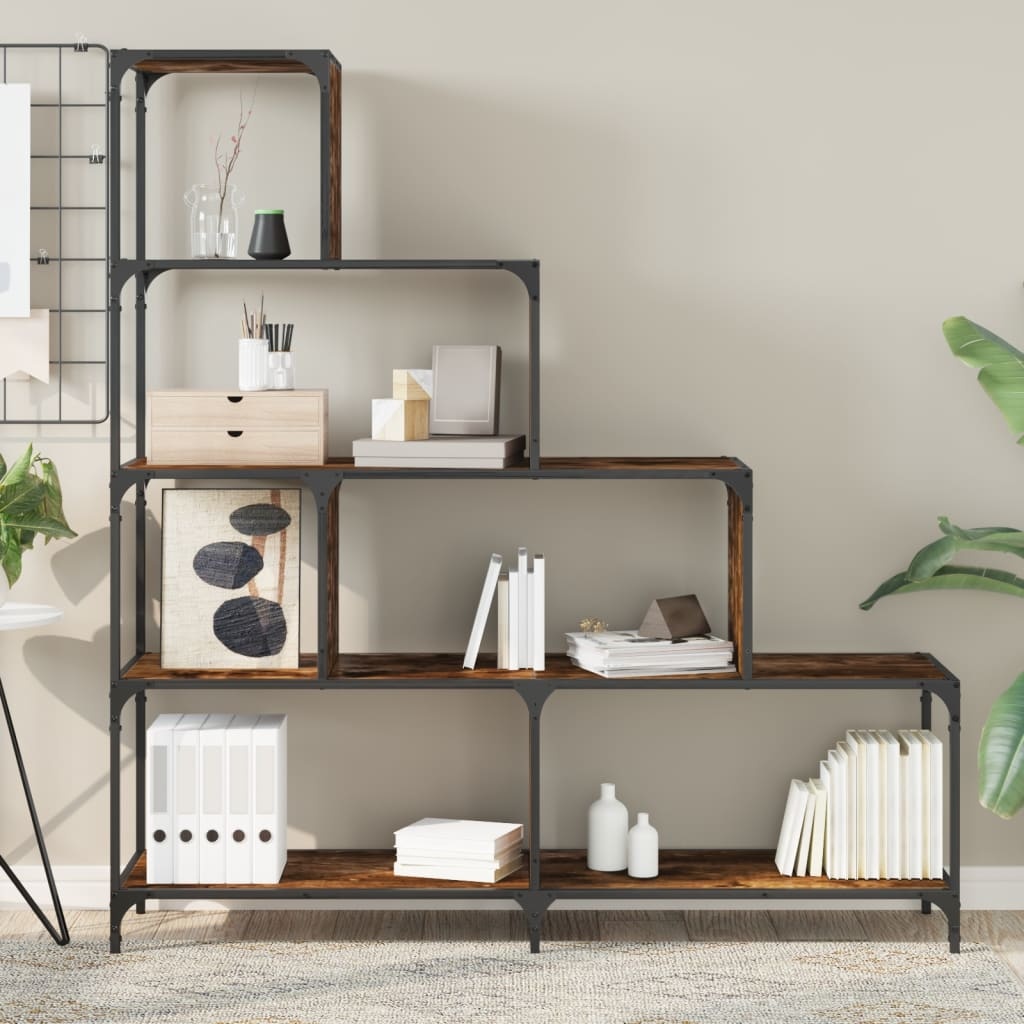 VidaXL Boekenkast 4-laags 139x33,5x149 cm bewerkt hout gerookt eiken