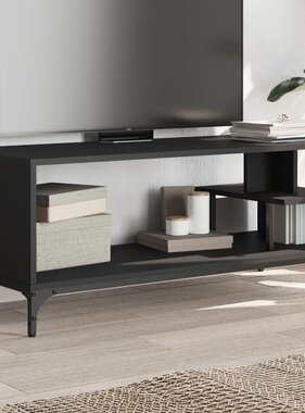 VidaXL Tv-meubel 102x40x41 cm bewerkt hout en gepoedercoat staal zwart
