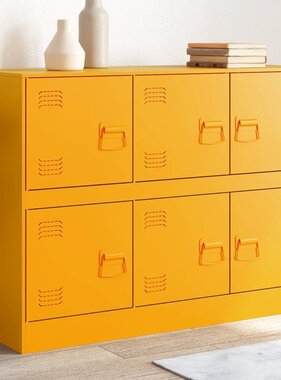 VidaXL Dressoir 99x39x73 cm staal mosterdgeel