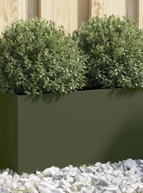 VidaXL Plantenbak 62x30x29 cm staal olijfgroen