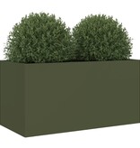 VidaXL Plantenbak 62x30x29 cm staal olijfgroen