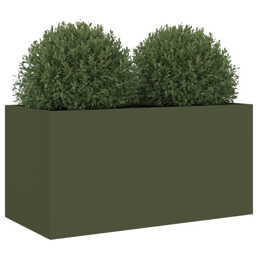 VidaXL Plantenbak 62x30x29 cm staal olijfgroen
