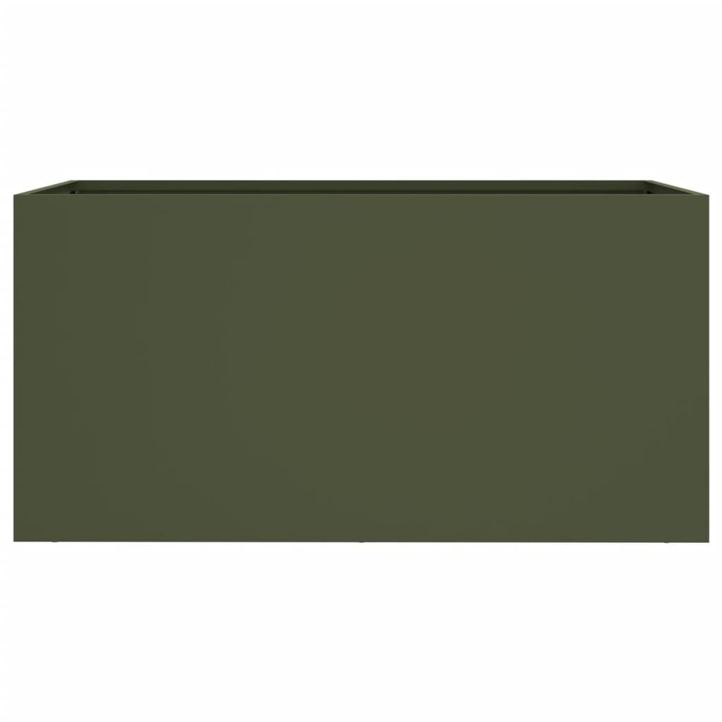 VidaXL Plantenbak 62x30x29 cm staal olijfgroen