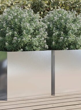VidaXL Plantenbakken 2 st 49x47x46 cm roestvrij staal zilverkleurig