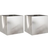 VidaXL Plantenbakken 2 st 49x47x46 cm roestvrij staal zilverkleurig