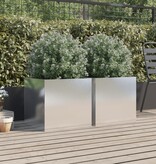 VidaXL Plantenbakken 2 st 49x47x46 cm roestvrij staal zilverkleurig