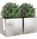 VidaXL Plantenbakken 2 st 49x47x46 cm roestvrij staal zilverkleurig