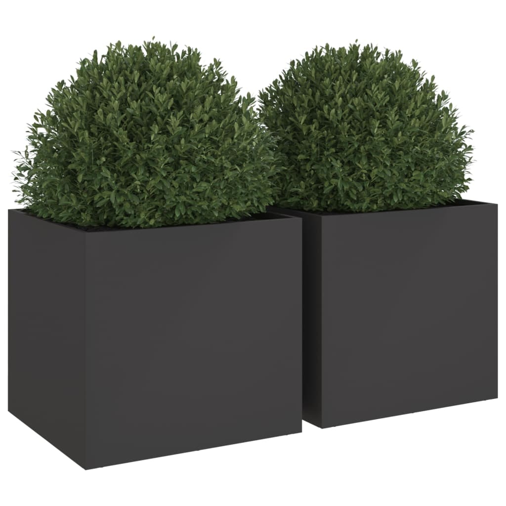 VidaXL Plantenbakken 2 st 49x47x46 cm staal zwart