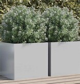 VidaXL Plantenbakken 2 st 42x40x39 cm gegalvaniseerd staal zilverkleur