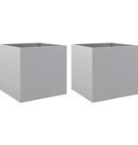VidaXL Plantenbakken 2 st 42x40x39 cm gegalvaniseerd staal zilverkleur