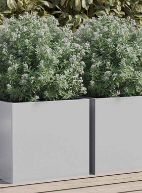 VidaXL Plantenbakken 2 st 32x30x29 cm gegalvaniseerd staal zilverkleur