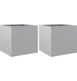 VidaXL Plantenbakken 2 st 32x30x29 cm gegalvaniseerd staal zilverkleur