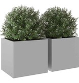 VidaXL Plantenbakken 2 st 32x30x29 cm gegalvaniseerd staal zilverkleur