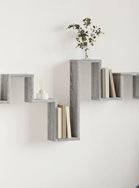 VidaXL Wandschap 104,5x10x43 cm bewerkt hout grijs sonoma eikenkleurig
