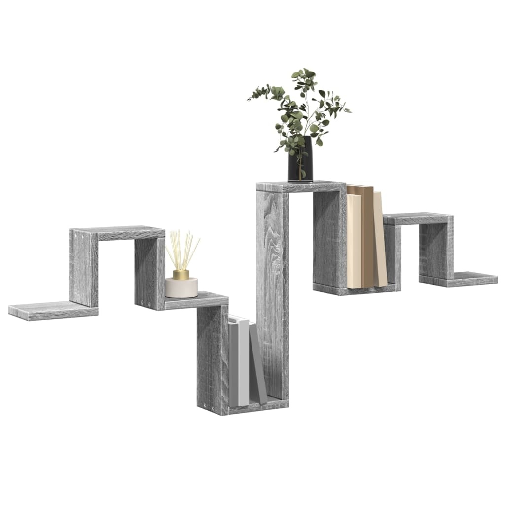 VidaXL Wandschap 104,5x10x43 cm bewerkt hout grijs sonoma eikenkleurig