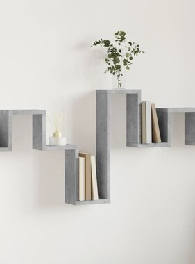 VidaXL Wandschap 104,5x10x43 cm bewerkt hout betongrijs