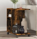 VidaXL Bijzettafel met wieltjes 50x30x55 cm hout gerookt eikenkleurig