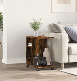 VidaXL Bijzettafel met wieltjes 50x30x55 cm hout gerookt eikenkleurig
