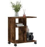VidaXL Bijzettafel met wieltjes 50x30x55 cm hout gerookt eikenkleurig