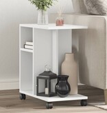 VidaXL Bijzettafel met wieltjes 50x30x55 bewerkt hout wit