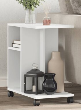 VidaXL Bijzettafel met wieltjes 50x30x55 bewerkt hout wit