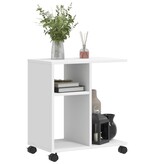 VidaXL Bijzettafel met wieltjes 50x30x55 bewerkt hout wit